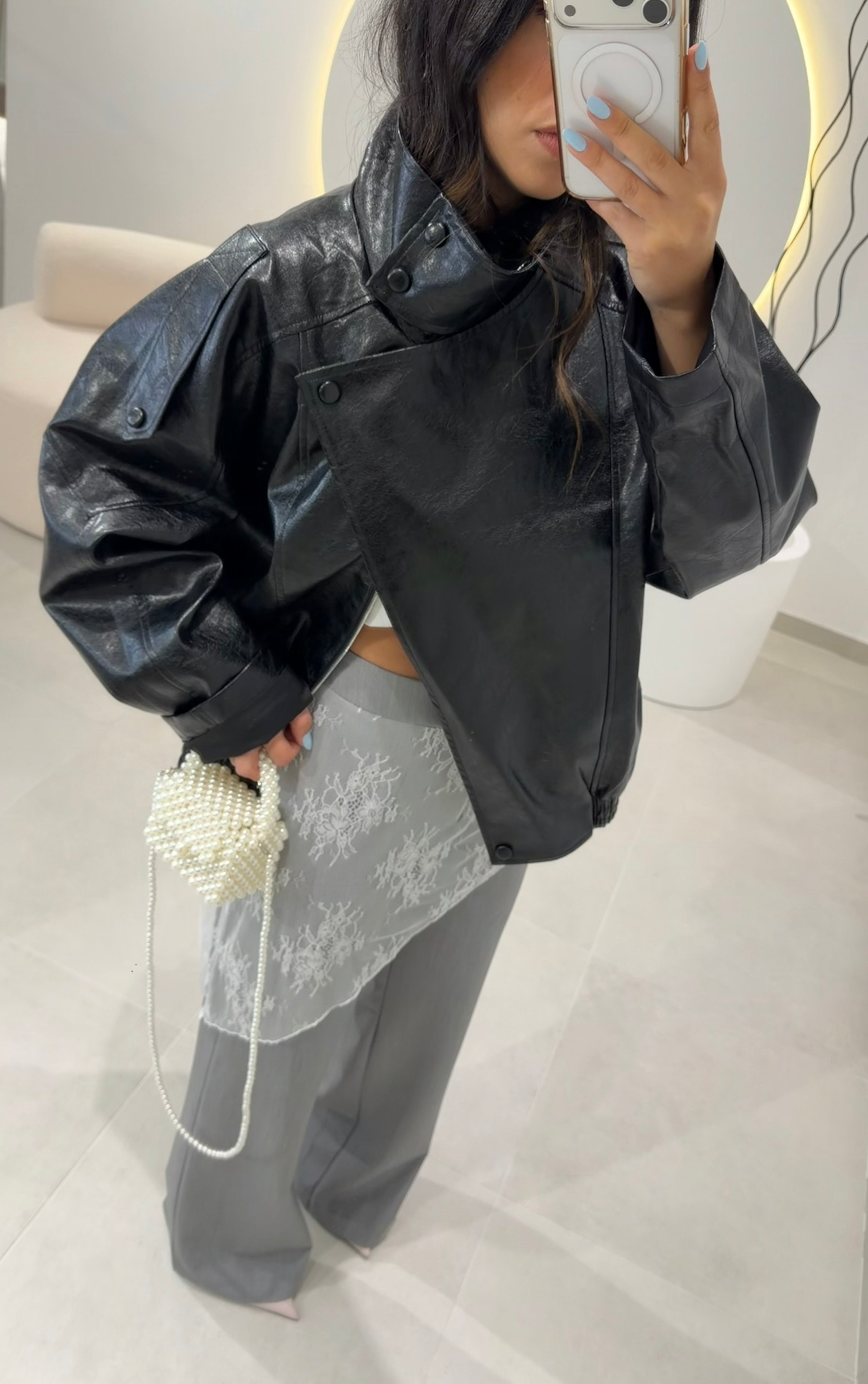 Grey Pants With Lace