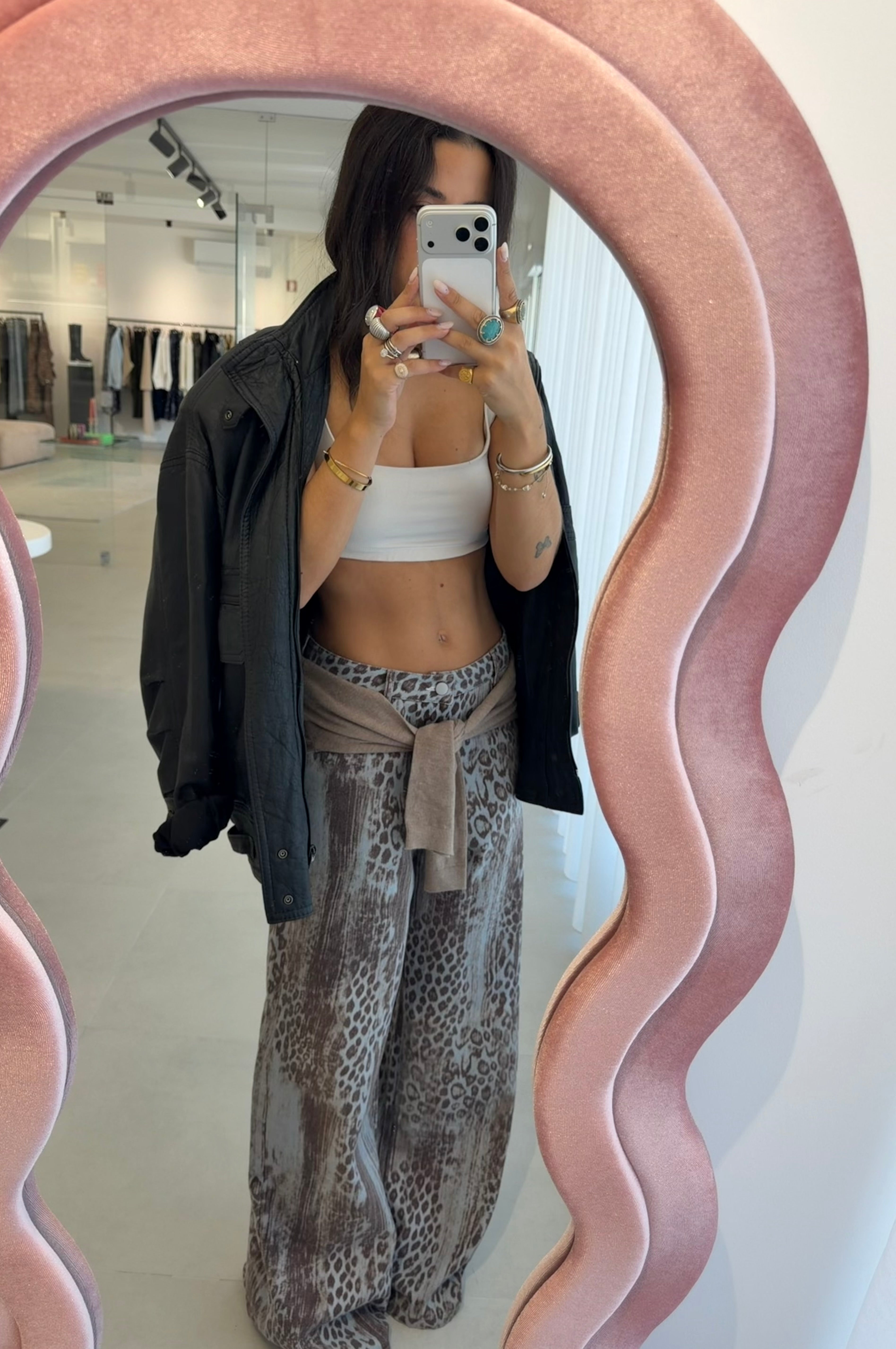 Leopard Wide Leg Jeans
