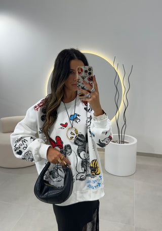 White Oversized Disney Sweatshirt