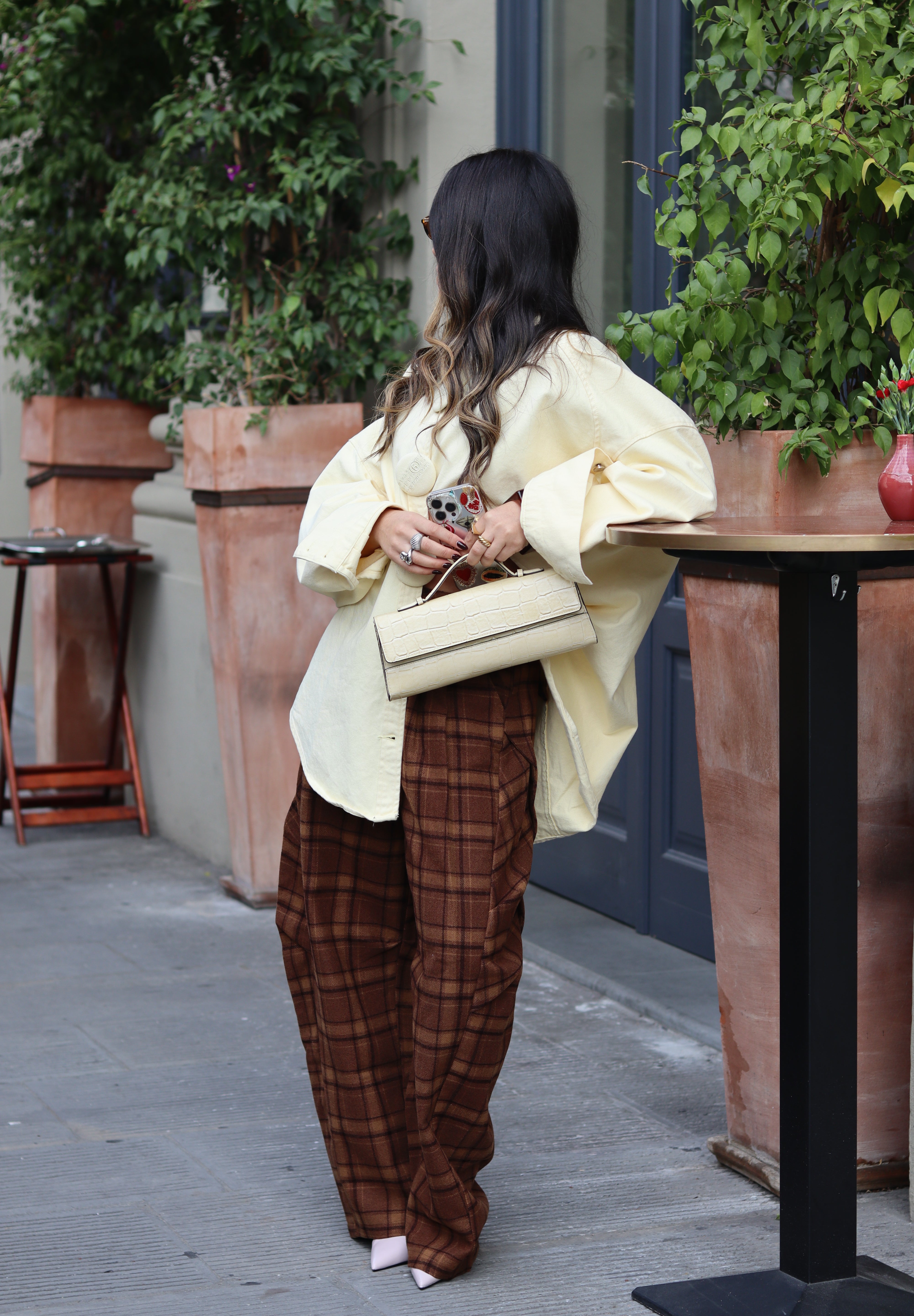 Balloon Plaid Trousers Brown