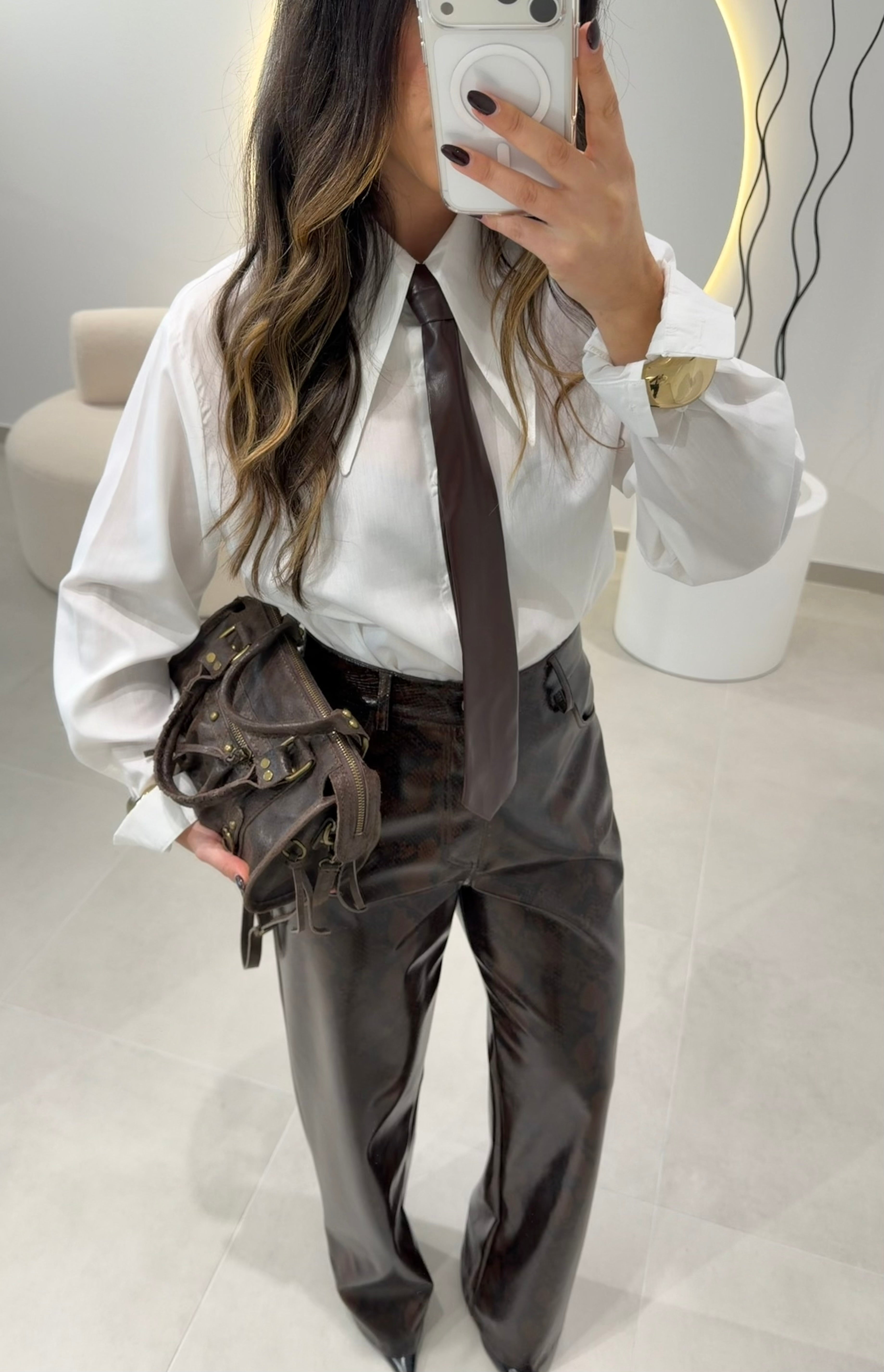 Snake-print Trousers in faux leather LUMINA