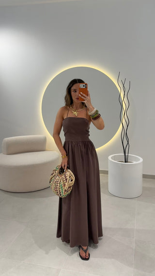 Linen Lumina Dress Brown