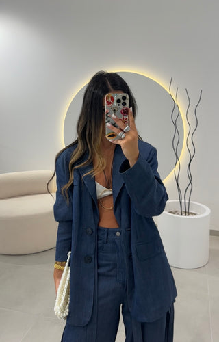 Blazer Azul Lapela Lumina