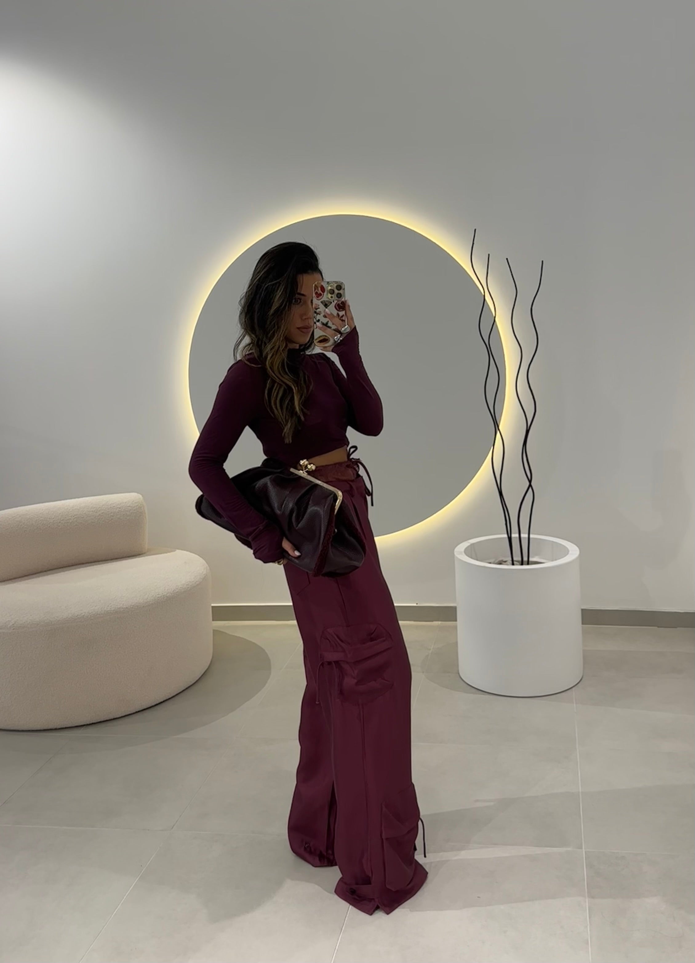 Bordeaux Pants With Lace