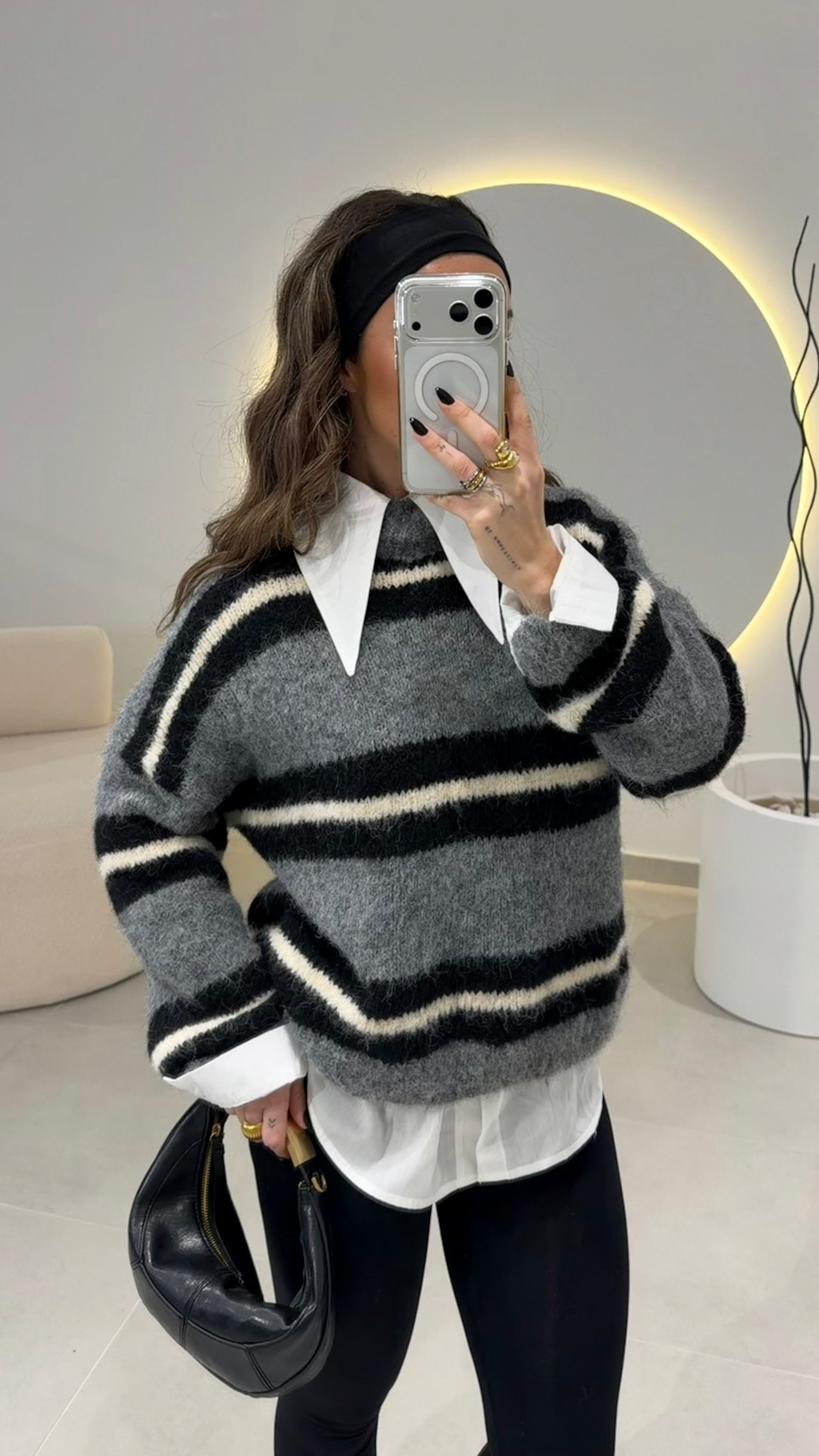 Grey and Black Knit Sweater