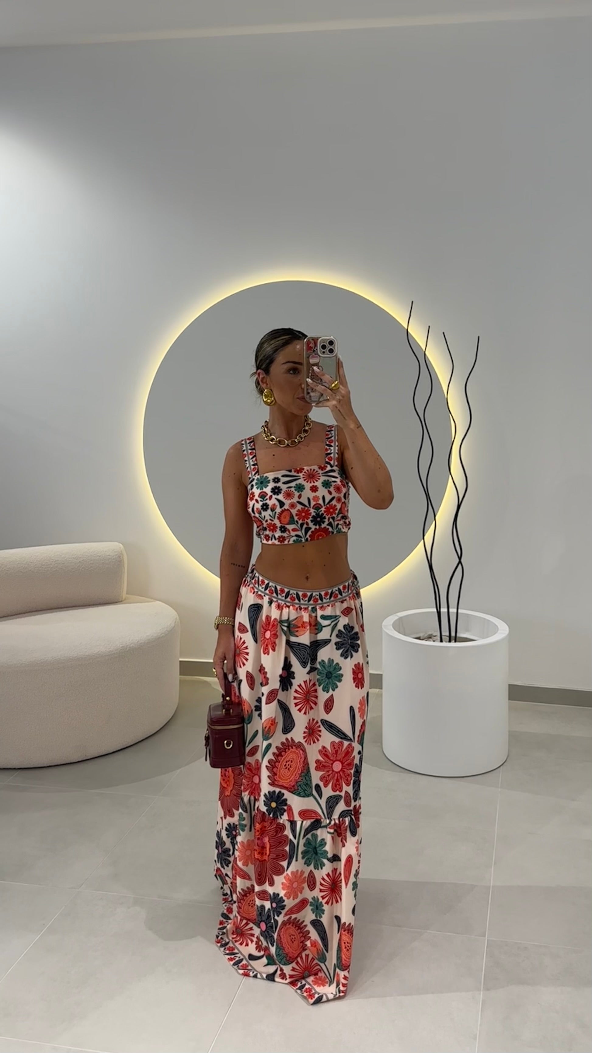 Conjunto Florido Saia Longa
