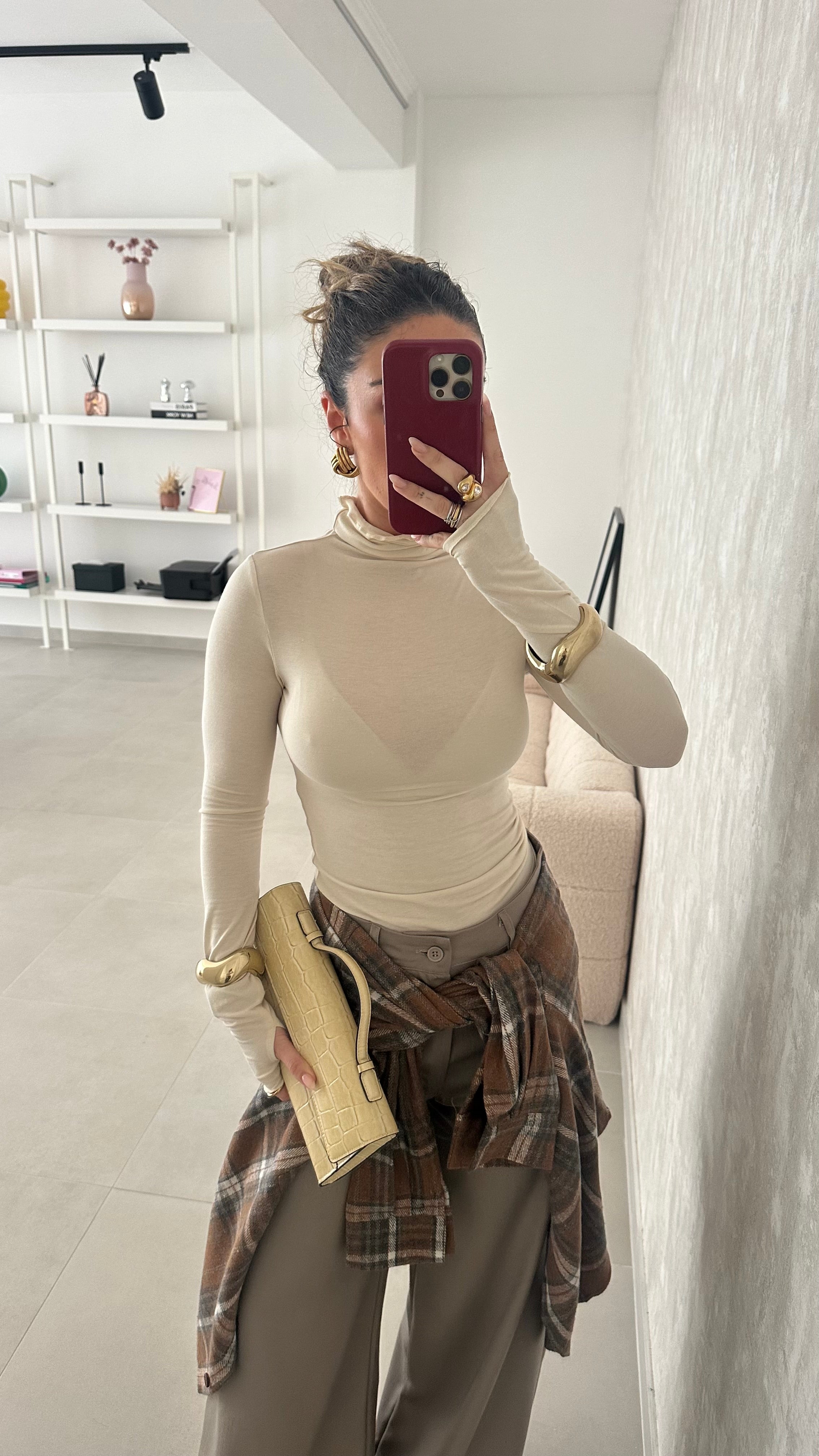 Cream Turtleneck Sweater 100% Cotton