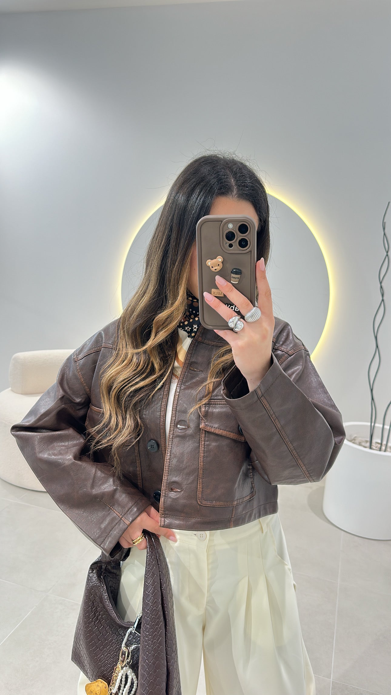 Biker Crop Castanho