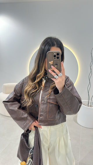 Biker Crop Castanho