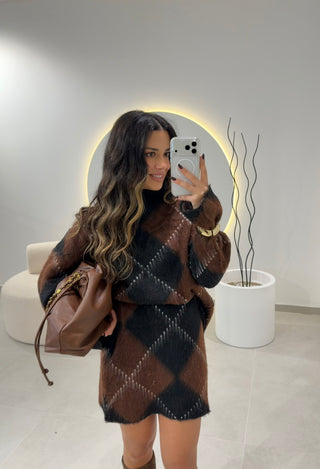 Diamond Knit Set With Skirt