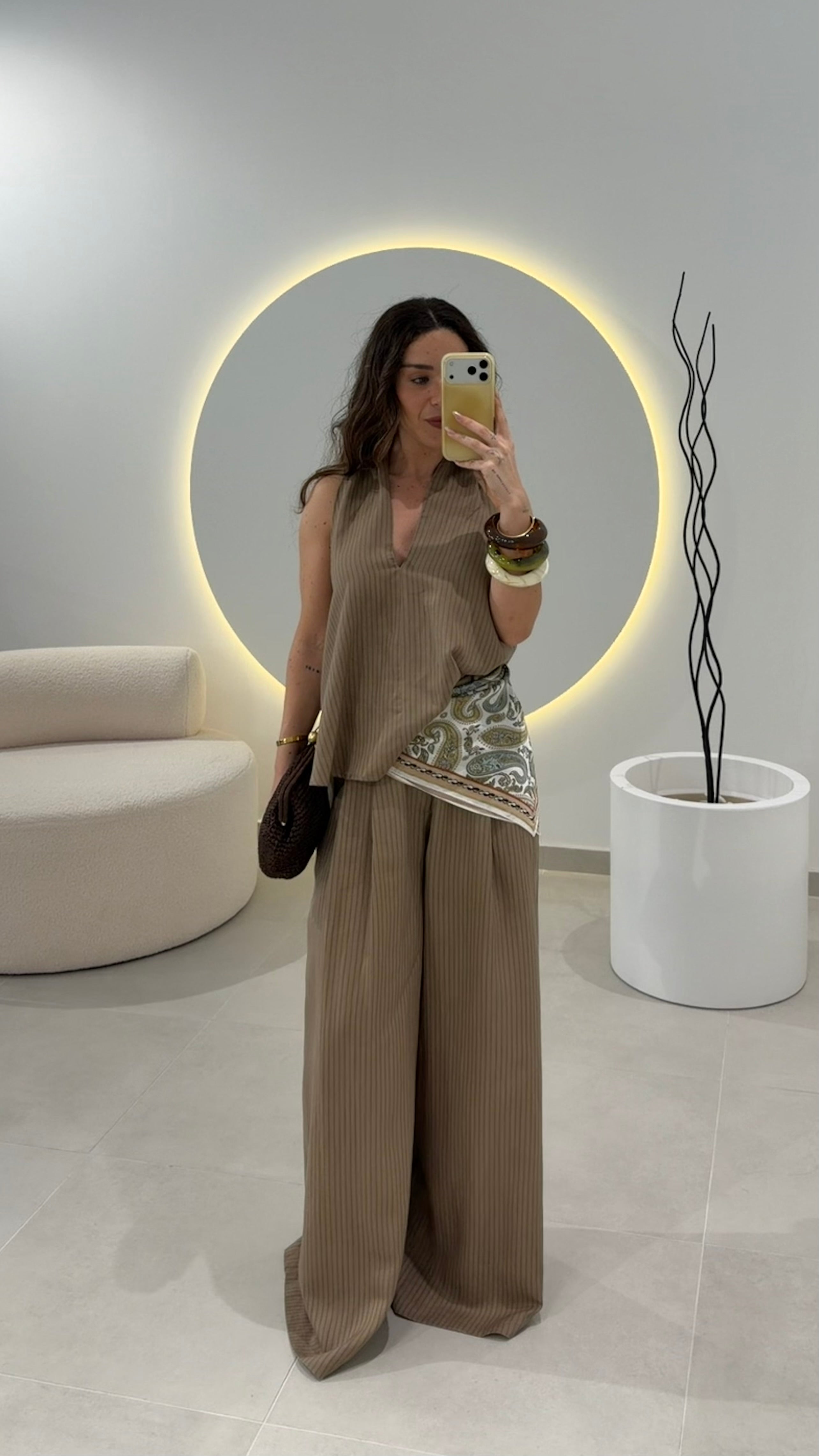 Beige Stripes Pants Lumina