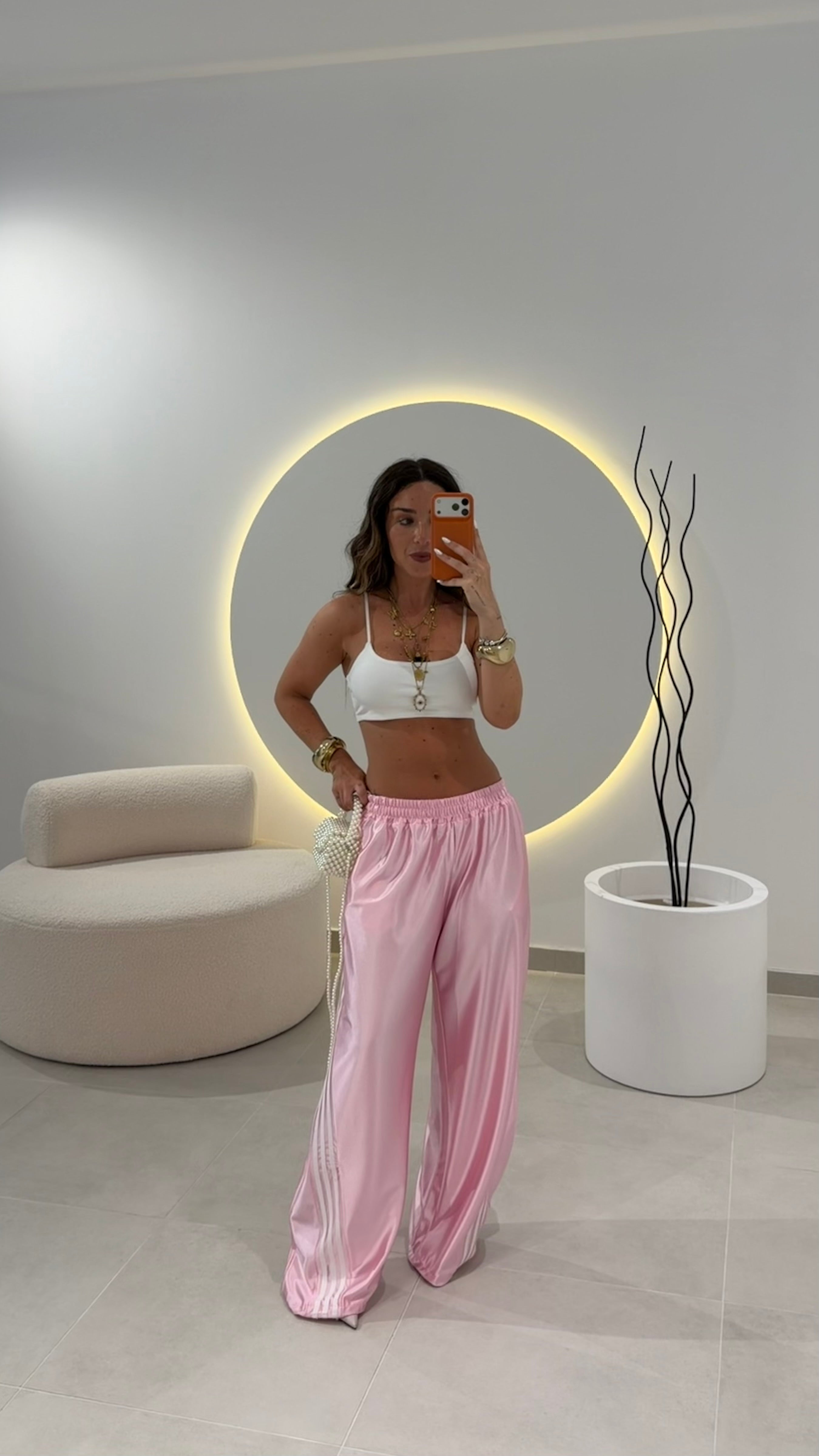Baby Pink Satin Pants
