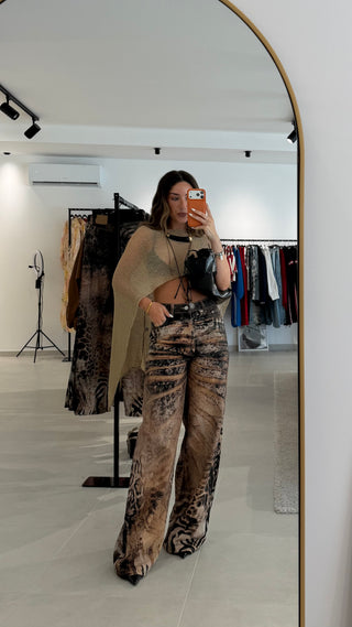 Leopard Wide Leg Jeans