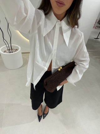 Statement-Collar Shirt 100% Cotton