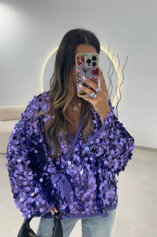 Purple Sequin Kimono
