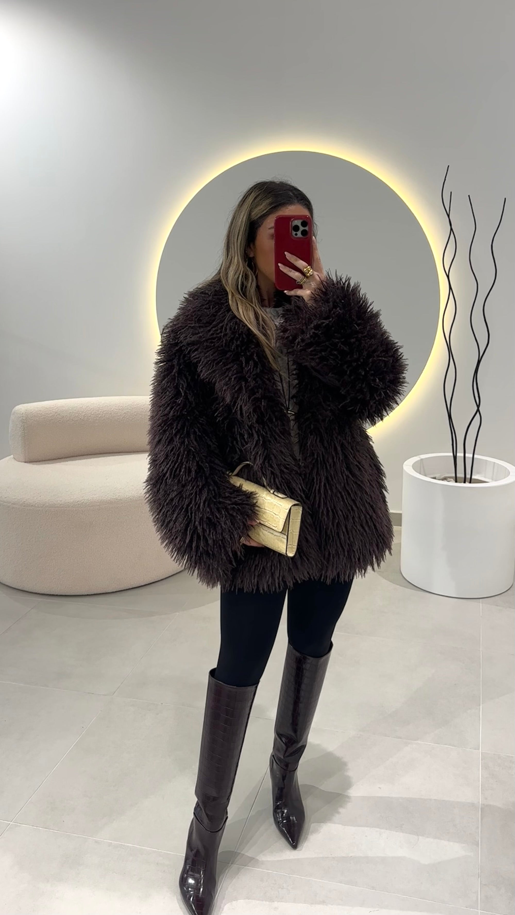 Bordeaux Faux Fur Coat