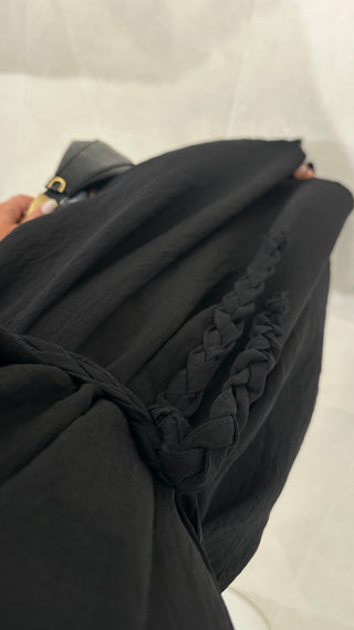 Vestido Preto Cinto Trançado