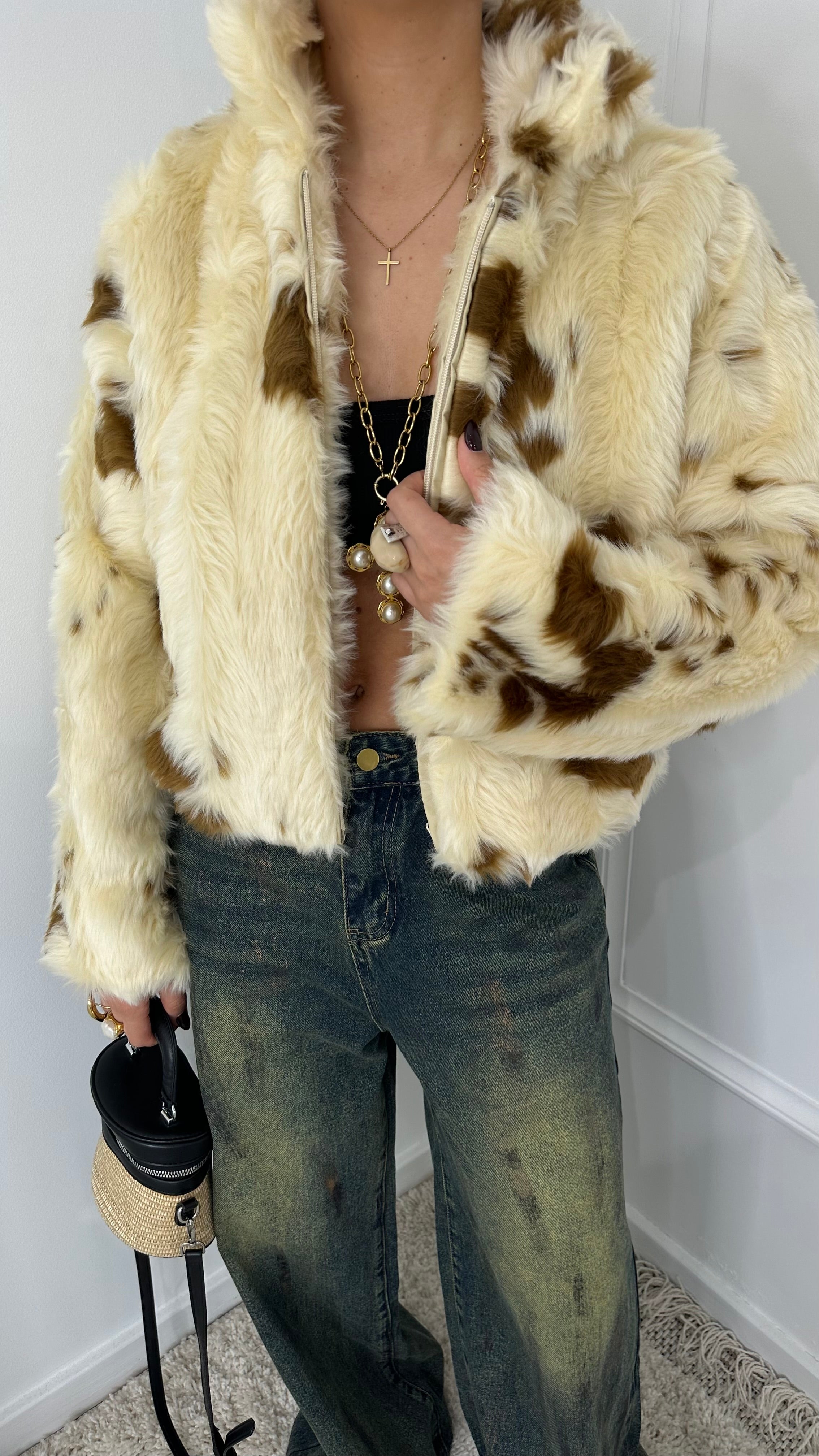 Casaco Faux Fur Padrão