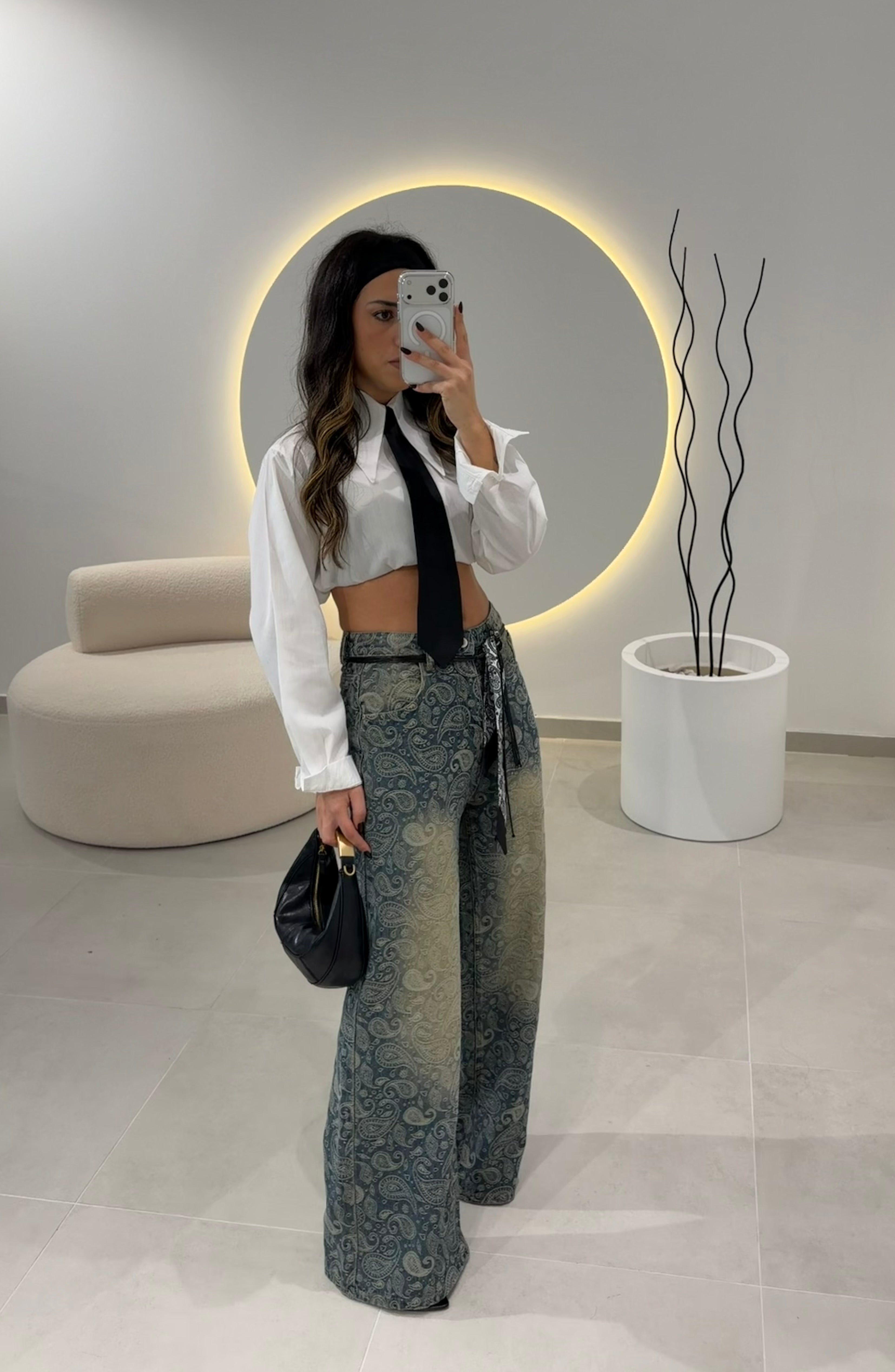 Bandana Wide Leg Jeans With Belt