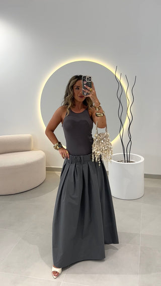 Vestido Combinado Cinzento