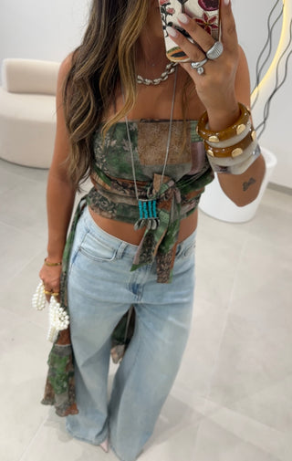 Boho Pattern Strapless Top