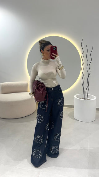 Hello Kitty Wide Leg Jeans