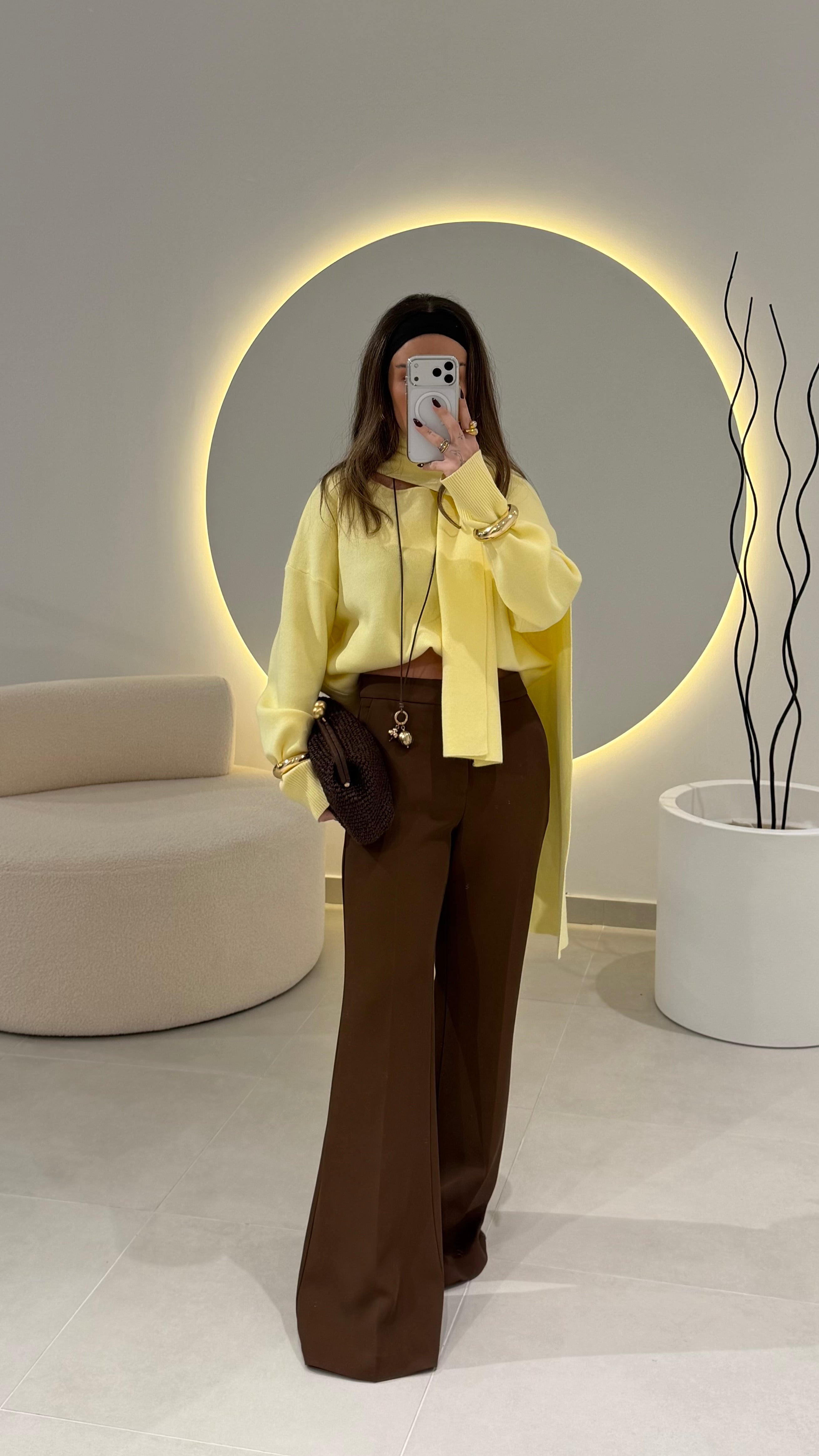 Butter-Yellow Sweater with Scarf