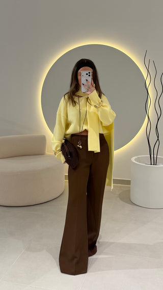 Butter-Yellow Sweater with Scarf