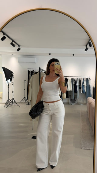 White Star Mid-Rise Jeans