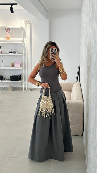 Vestido Combinado Cinzento