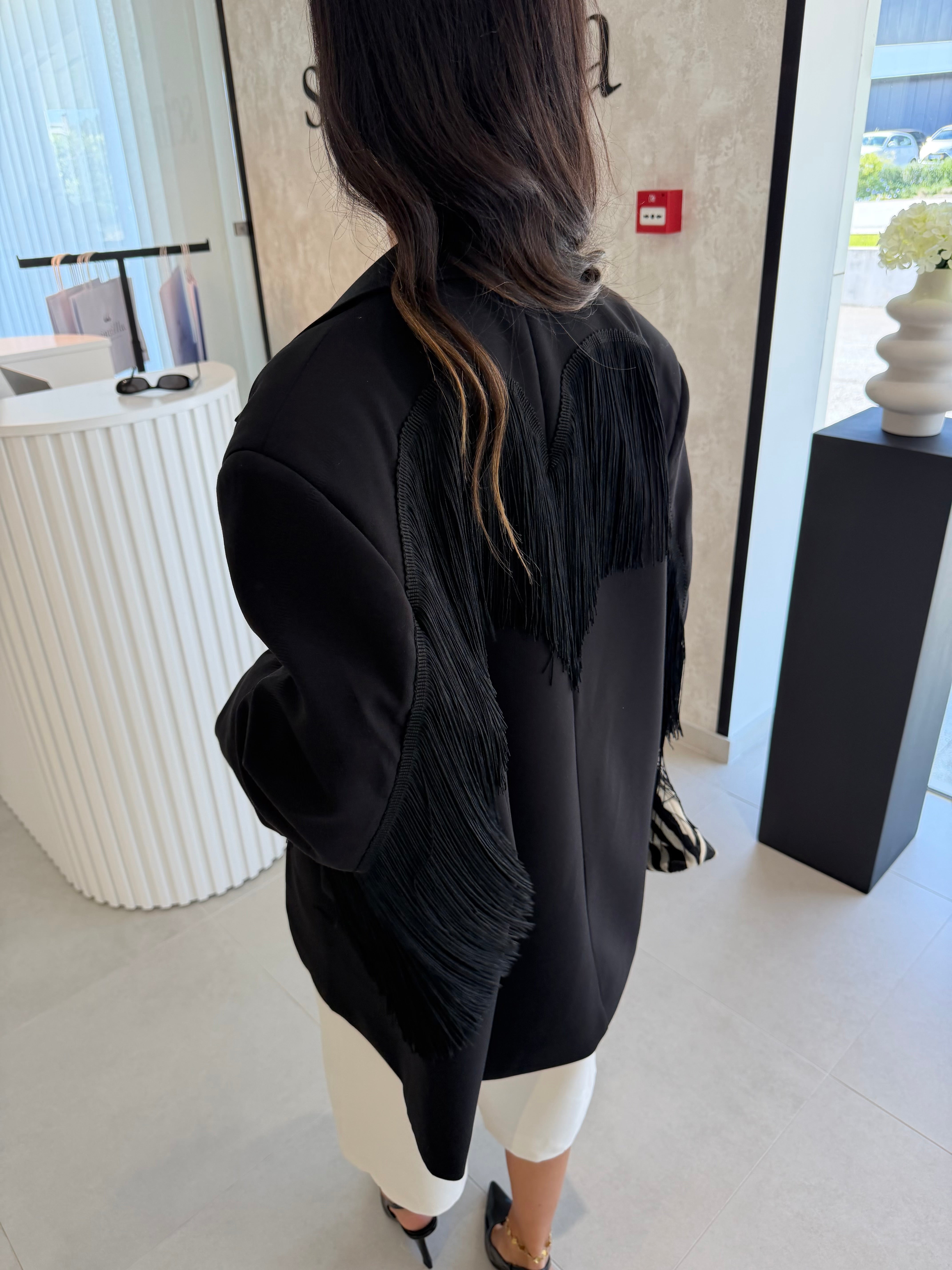 Black Fringe Blazer