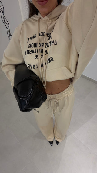Cream Wide Leg Joggers Lumina