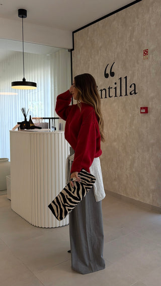 Red Knit Sweater LUMINA