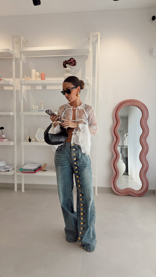 Gold Buttons Jeans