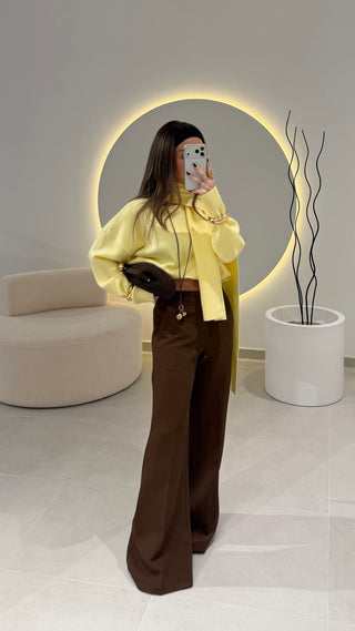 Brown Classic Flared Pants LUMINA
