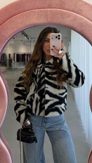 Zebra Faux Fur Jacket