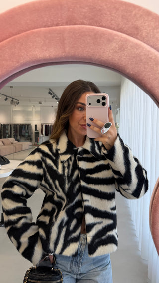 Zebra Faux Fur Jacket