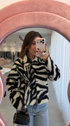 Zebra Faux Fur Jacket