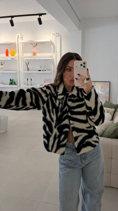 Zebra Faux Fur Jacket