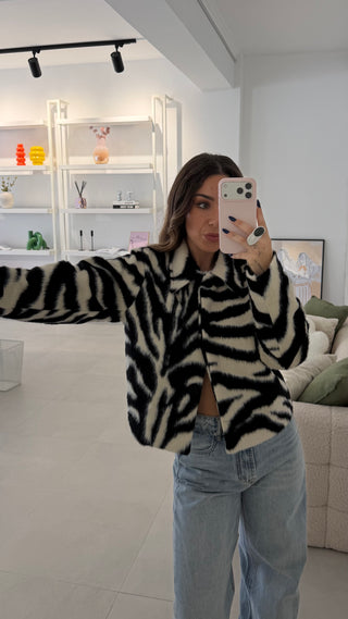 Zebra Faux Fur Jacket