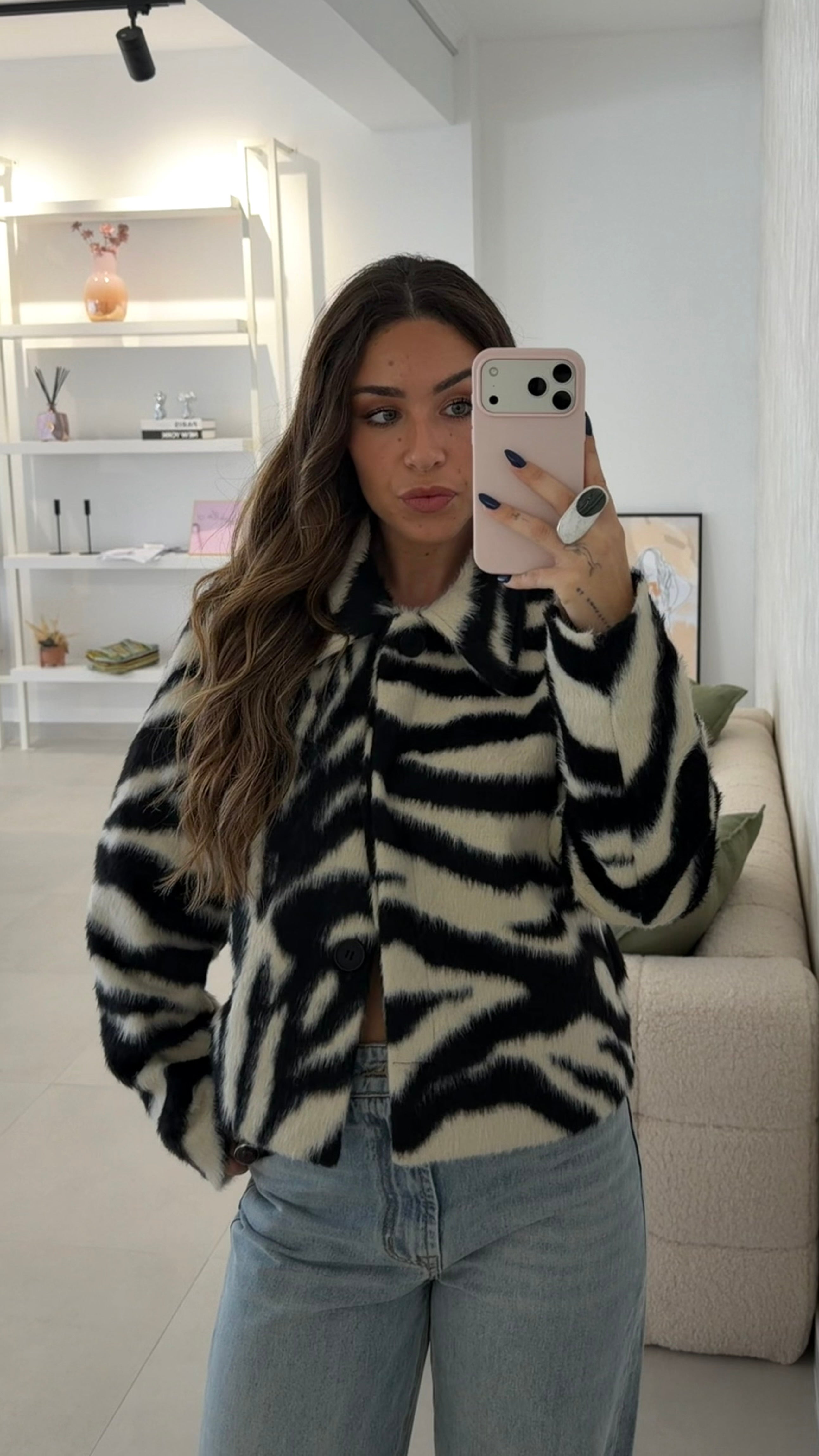 Zebra Faux Fur Jacket
