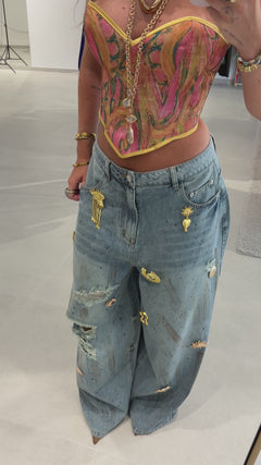Oversize Gold Details Jeans