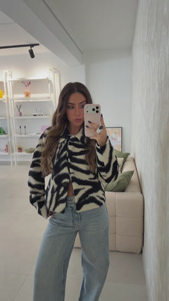Zebra Faux Fur Jacket