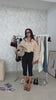 Beige Half-Zip Cropped Windbreaker