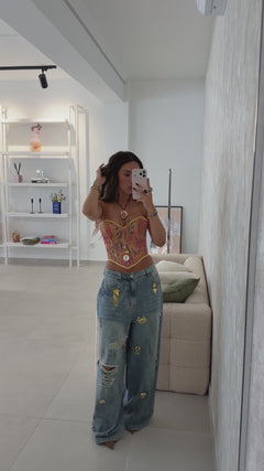 Oversize Gold Details Jeans