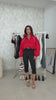 Red Half-Zip Cropped Windbreaker