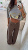 Brown Striped Jeans