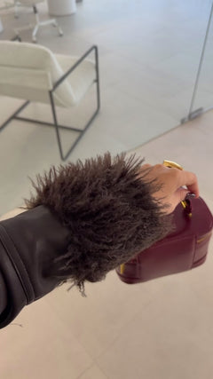 Brown Faux Fur-Trimmed Jacket